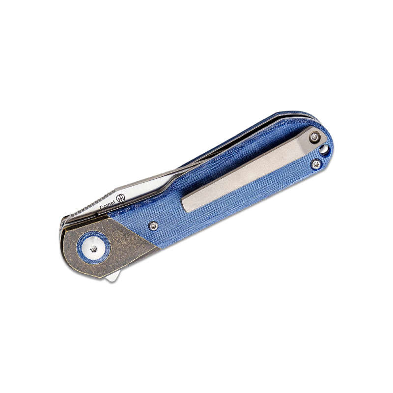 KIZER V3614C2 COMET KNIFE BRASS MICARTA BLUE- V3614C2