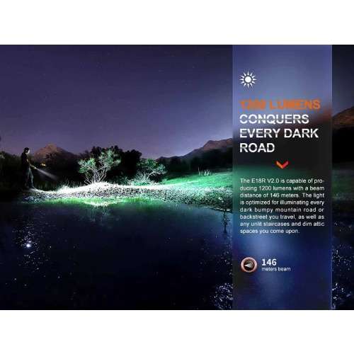 Fenix E18R V2.0 LED Flashlight (Black) Gift Edition