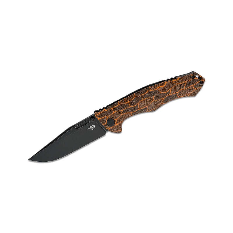 BESTECH Keen II Black and Green Damascus Folding Knife - BT2301F