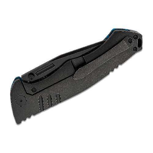 BESTECH Black and Blue Keen II Damascus Folding Knife - BT2301D