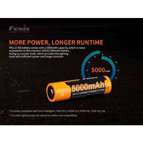 Fenix ARB-L21-5000 V2.0 21700 Li-ion Rechargeable Battery