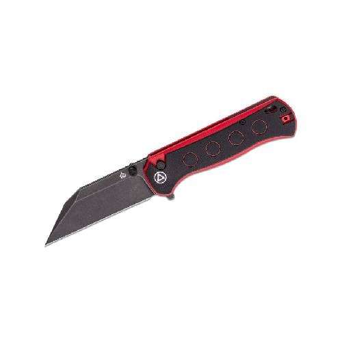 QSP QS149-A2 SWORDFISH BUTTON LOCK 14C28N BLACK  STONEWASHED BLACK/RED G10