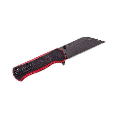 QSP QS149-A2 SWORDFISH BUTTON LOCK 14C28N BLACK  STONEWASHED BLACK/RED G10