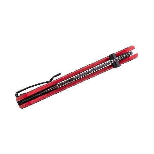 QSP QS149-A2 SWORDFISH BUTTON LOCK 14C28N BLACK  STONEWASHED BLACK/RED G10