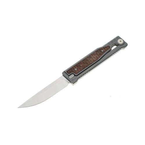 Reate Exo-titanium Bead Blast Drop Point Satin Finish Burlap Micarta