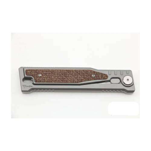 Reate Exo-titanium Bead Blast Drop Point Satin Finish Burlap Micarta