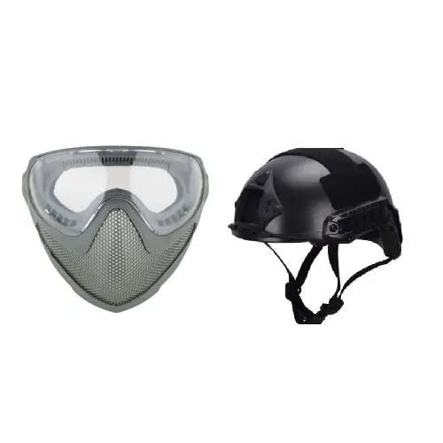6MM PROSHOP PILOT MASK GREY WITH FAST JUMP HELMET COMBO