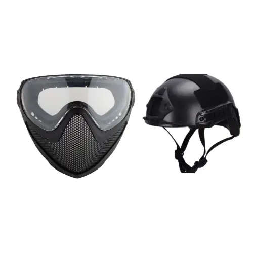 6MMPROSHOP PILOT MASK BLACK WITH FASTJUMP HELMET COMBO