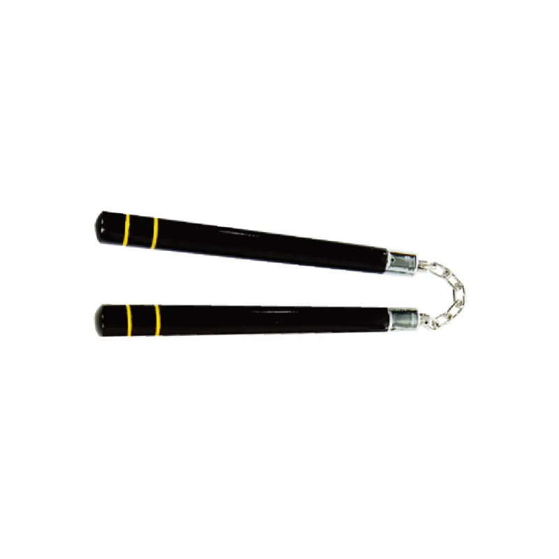 WOODEN B.B. ROUND CHAKU 12" BLACK W/2 YELLOW STRIPES - C111