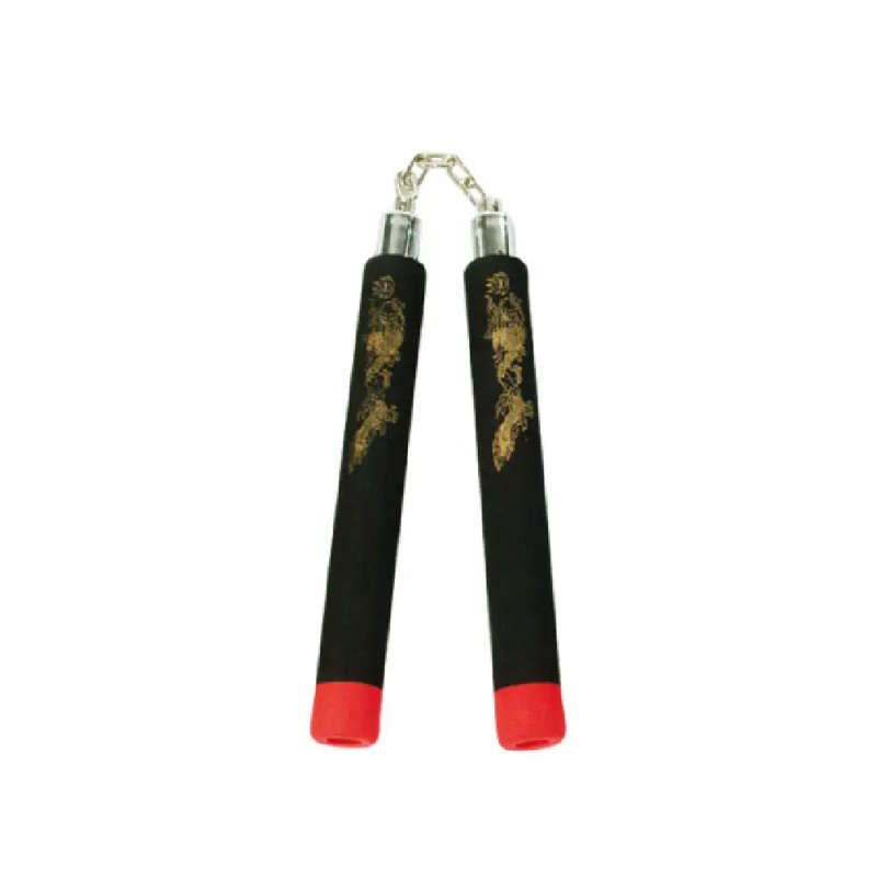 B.B.FOAM CHAKU W/DRAGON BLACK/RED MA - 12" - E116