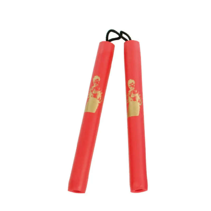 STRING FOAM CHAKU W/BRUCE LEE  RED 12" -E121LR