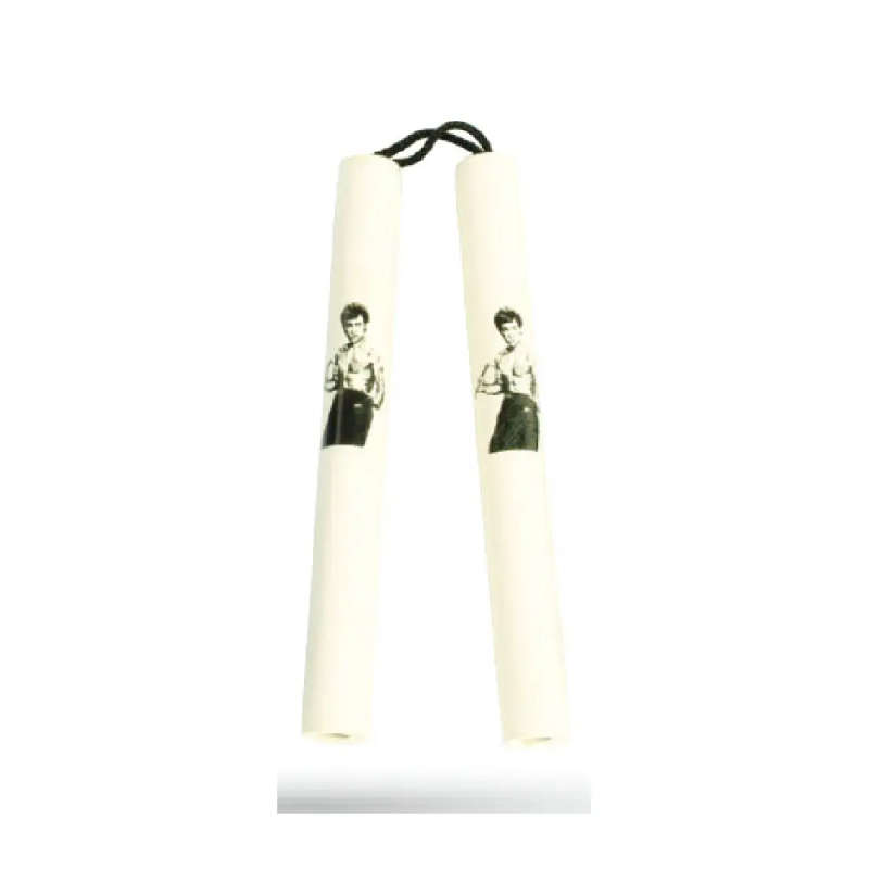 STRING FOAM CHAKU W/BRUCE LEE  WHITE 12" - E121LW