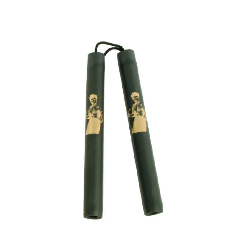 STRING FOAM CHAKU W/BRUCE LEE  BLACK 12"- E121L