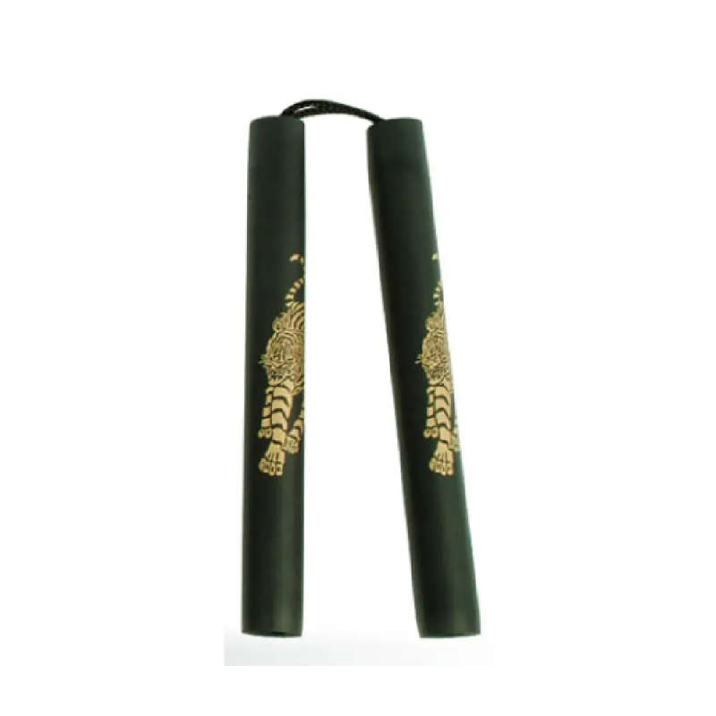 STRING FOAM CHAKU W/TIGER   BLACK 12" - E121E