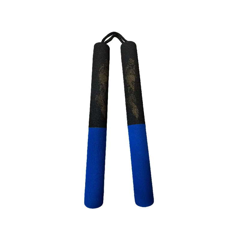 STRING FOAM CHAKU BLUE/BLACK 12" W/DRAGON- E125C
