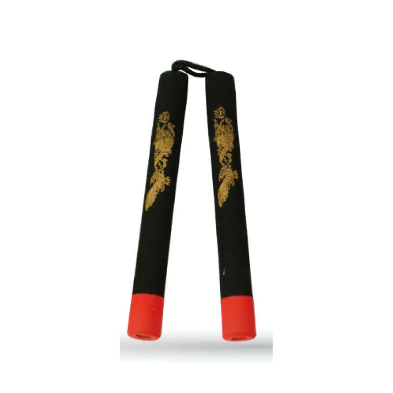 STRING FOAM CHAKU/RED/BLACK W/DRAGON 12" - E126C