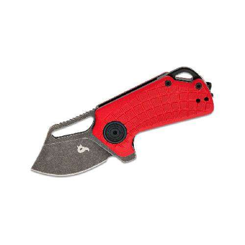 Black FOX Puck Folding Knife D2 Black PTFE Stone Washed Blade - BF-761 R