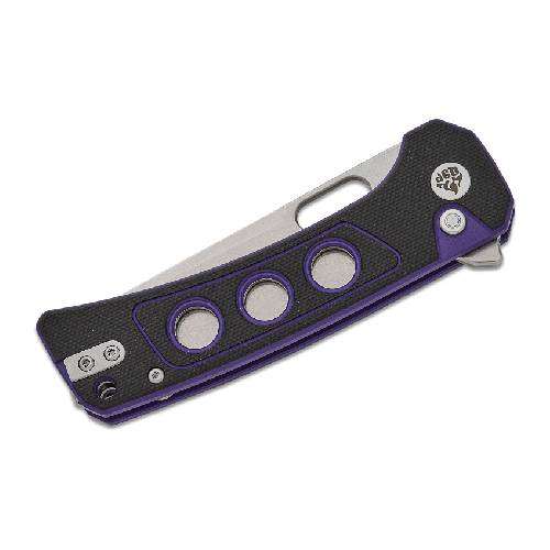 QSP UNICORN BUTTON LOCK 14C28N BLACK STONEWASHED BLACK/PURPLE G10 - QS156-B1