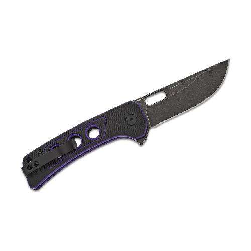 QSP UNICORN BUTTON LOCK 14C28N BLACK STONEWASHED BLACK/PURPLE G10 - QS156-B2