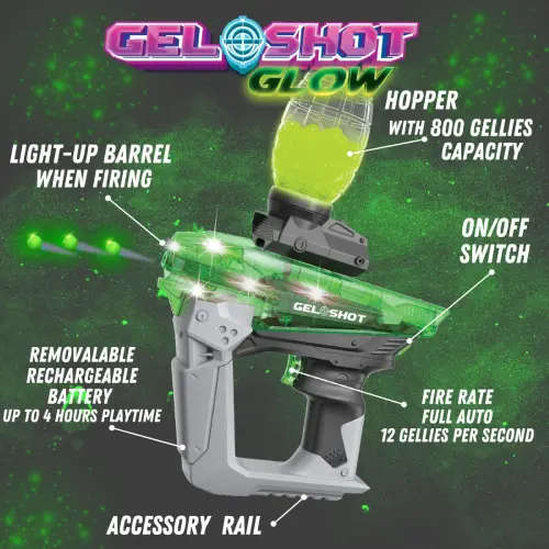 Gel Shot Glow Blaster - Glow-in-the-Dark with 10 000 Gellies Water Beads - GS-1000-GL