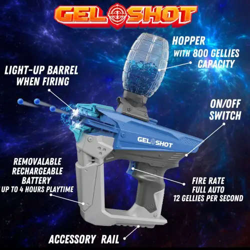 Gel Shot Blaster - Fully Automatic with 10 000 Gellies Water Beads - Blue - GS-1000-BB