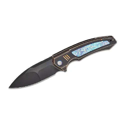 WE Hyperactive  Bronze / Black Titanium Handle With Flamed Titanium Inlay Black Stonewashed Bevel...
