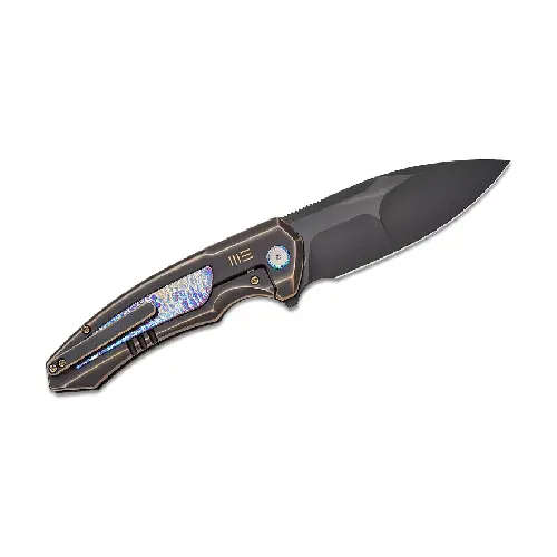 WE Hyperactive  Bronze / Black Titanium Handle With Flamed Titanium Inlay Black Stonewashed Bevel...