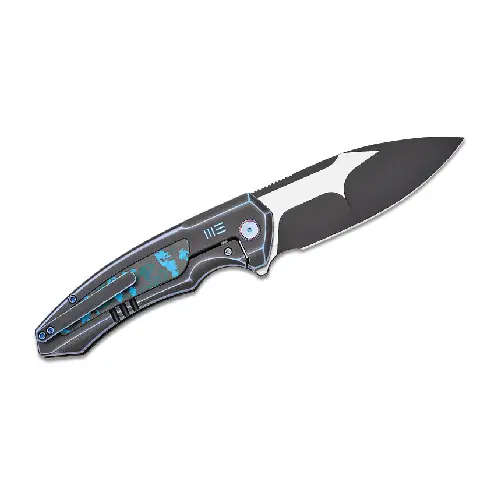 WE Hyperactive Blue / Black Titanium Handle With Arctic Storm Fat Carbon Fiber Inlay Black Stonew...
