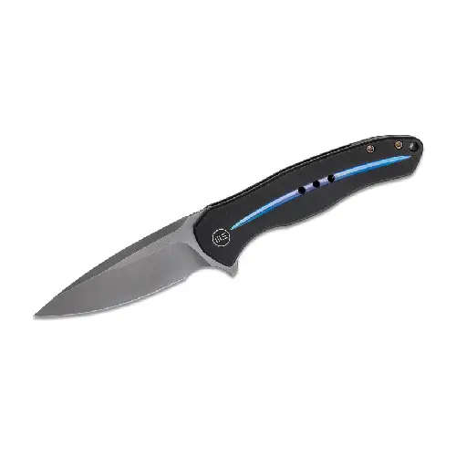WE Kitefin Black Ti Handle With A Blue Groove On Presentation Handle Polished Bead Blasted CPM S3...