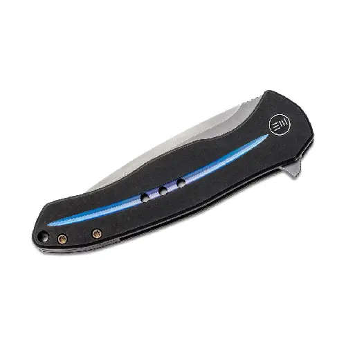 WE Kitefin Black Ti Handle With A Blue Groove On Presentation Handle Polished Bead Blasted CPM S3...