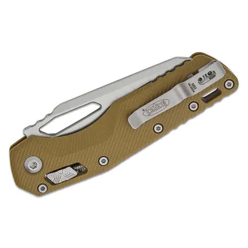 Microtech MSI® S/E Fluted G-10 OD Green Stonewash Partial Serrated - 210-11FLGTOD