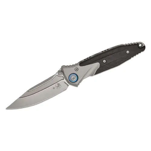 Microtech SOCOM Bravo Mini S/E Titanium Handle Bead Blast Standard Blue Ti Pivot Collar Carbon Fi...