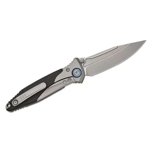 Microtech SOCOM Bravo Mini S/E Titanium Handle Bead Blast Standard Blue Ti Pivot Collar Carbon Fi...