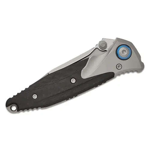 Microtech SOCOM Bravo Mini S/E Titanium Handle Bead Blast Standard Blue Ti Pivot Collar Carbon Fi...