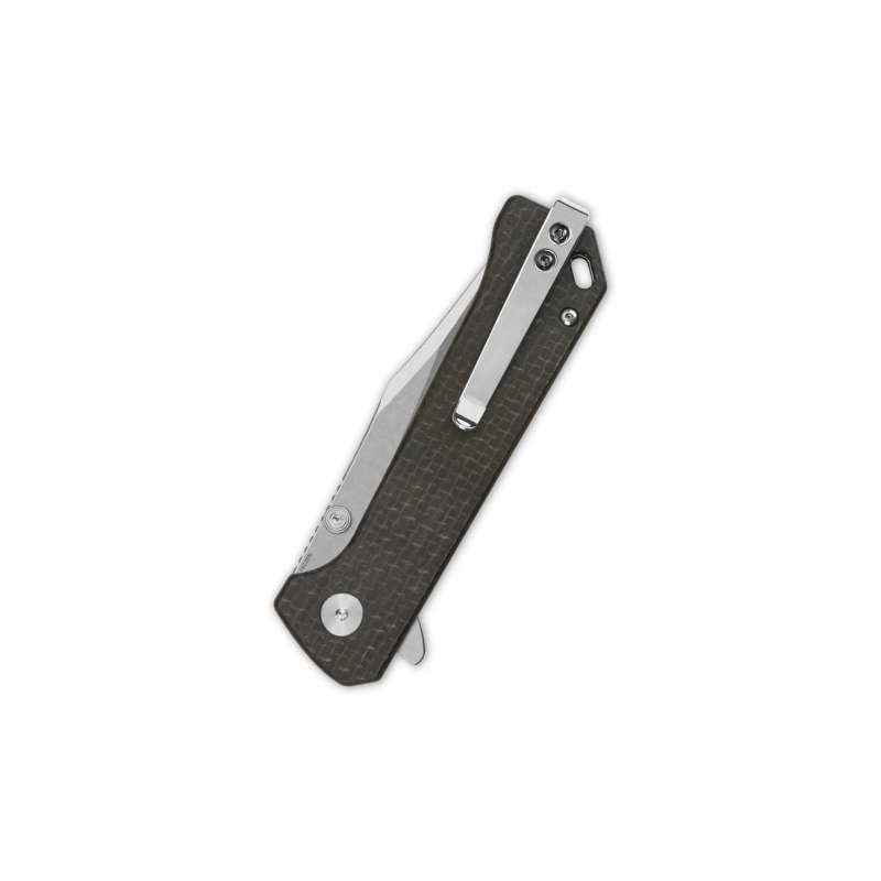 QSP Grebe T Button Lock, 14V28N Stonewashed, Dark Brown Micarta - QS148-A1