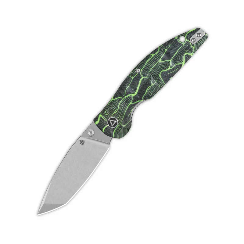 QSP Turtle Punk Liner Lock, 14C28N Stonewashed, Black/green G10 - QS158-C1
