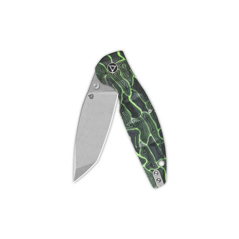 QSP Turtle Punk Liner Lock, 14C28N Stonewashed, Black/green G10 - QS158-C1