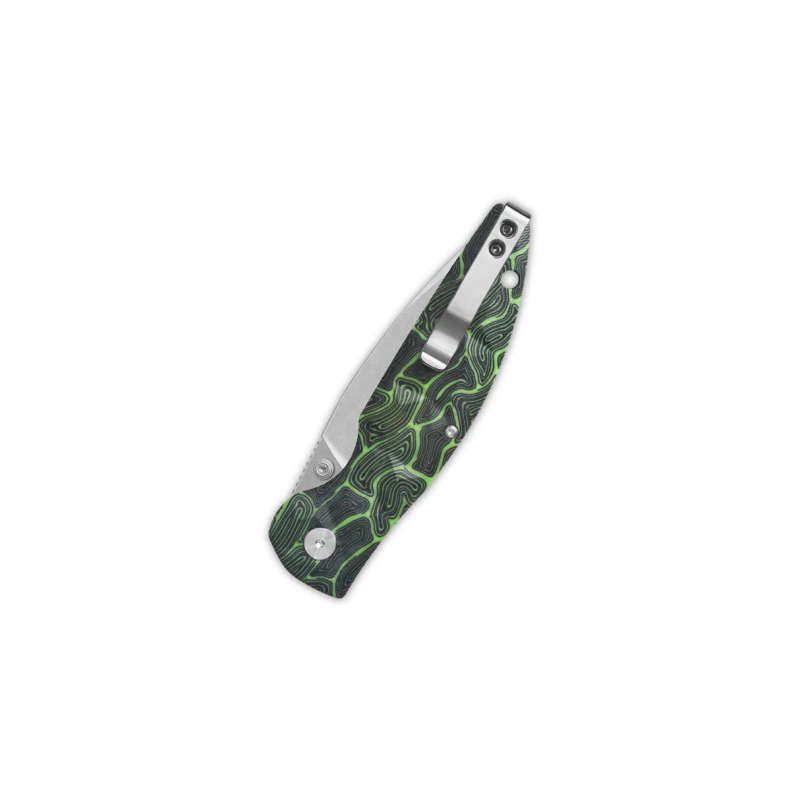 QSP Turtle Punk Liner Lock, 14C28N Stonewashed, Black/green G10 - QS158-C1