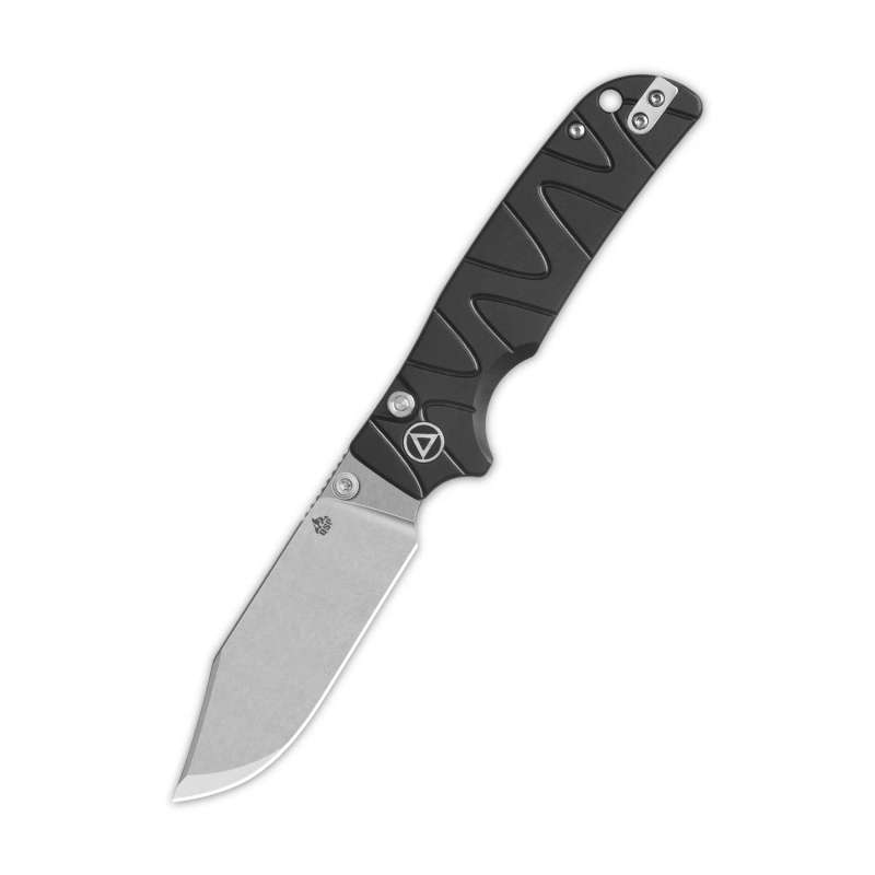 QSP Kali Button Lock, 14C28N Stonewashed, Black Aluminium - QS159-F1