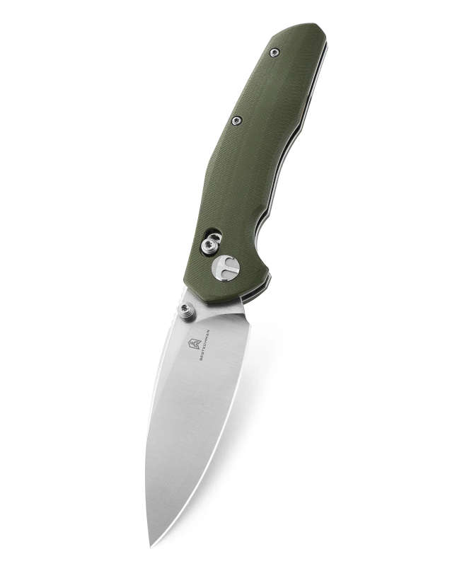 Bestechman Ronan Satin G10 OD Green Folding Knife - 14C28N - BMK02B
