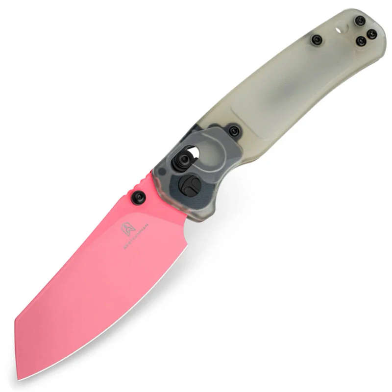 Bestechman Pink Painted ULTEM Jade Folding Knife 10Cr15MoV - BMK06H