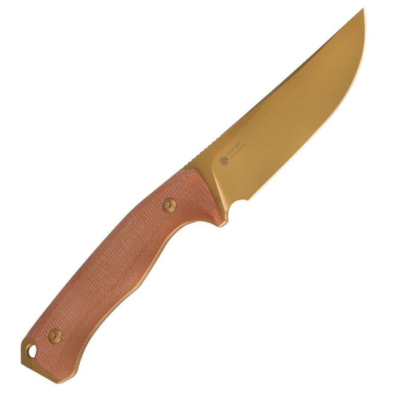 RUIKE F186-MN Fixed Blade Knife Gold Blade Brown Handle