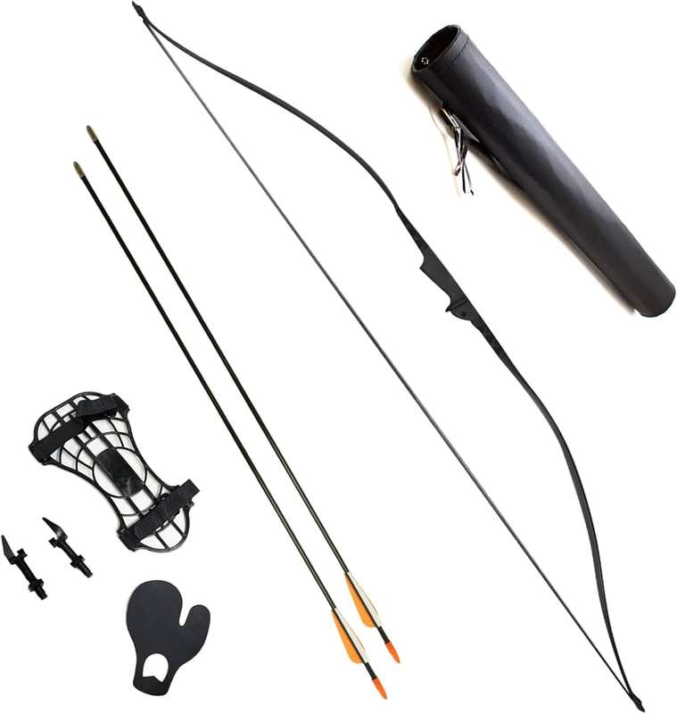 EKRE-018B ROBIN HOOD FIBERGLASS LONG BOW 30-35LB BLK W/ACESSORIES