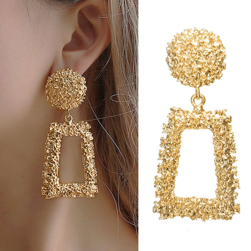Geometric embossed Jo flower earrings