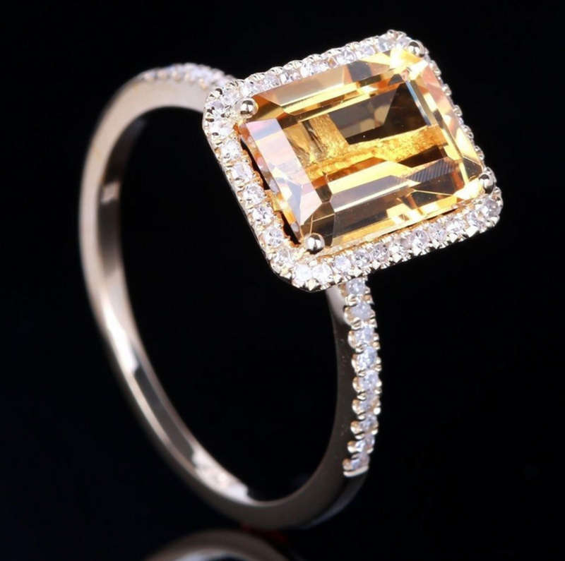 Fashion Champagne Yellow Gemstone Dress Ring