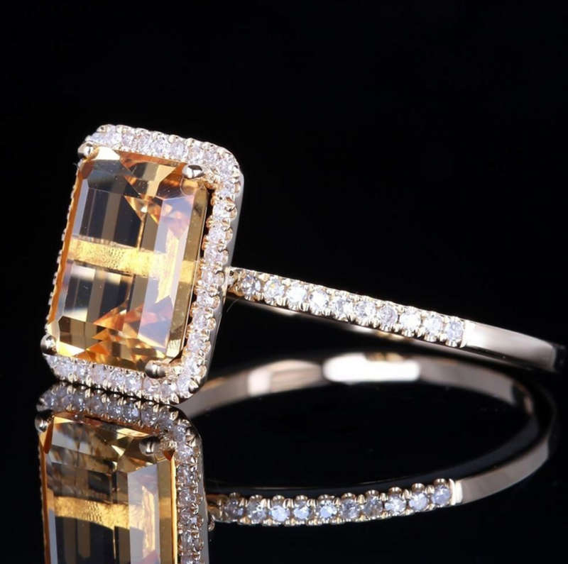 Fashion Champagne Yellow Gemstone Dress Ring
