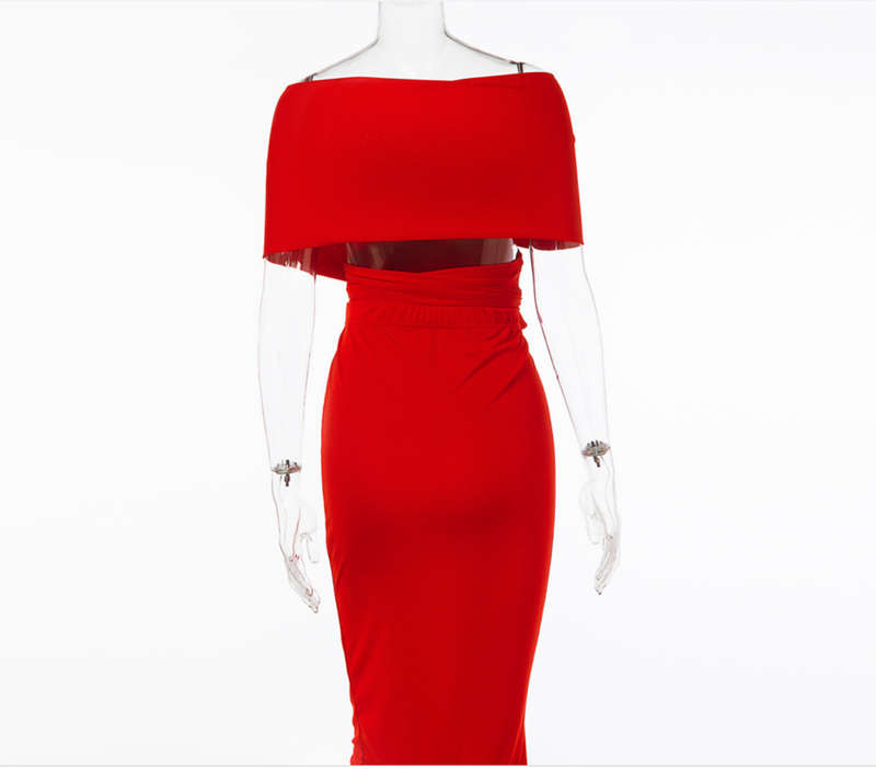 Cece classic off-the-shoulder two-piece skirt set