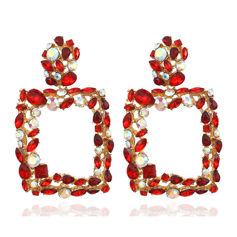 Large square crystal earrings