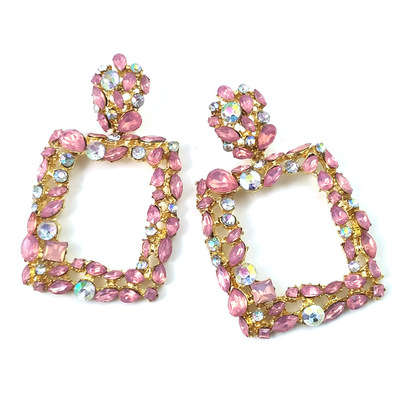 Large square crystal earrings