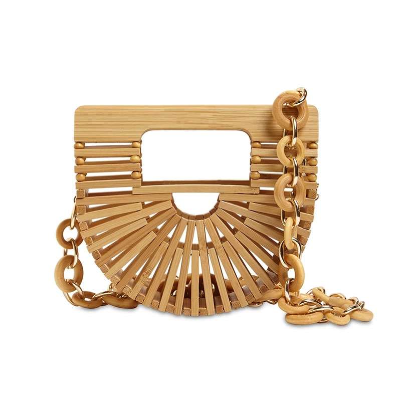 Semicircle bamboo small crossbody shoulder bag